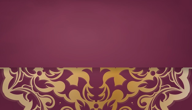 Burgundy banner with antique gold ornaments and place for logo or text