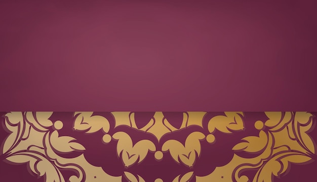 Burgundy banner with greek gold pattern for design under your logo