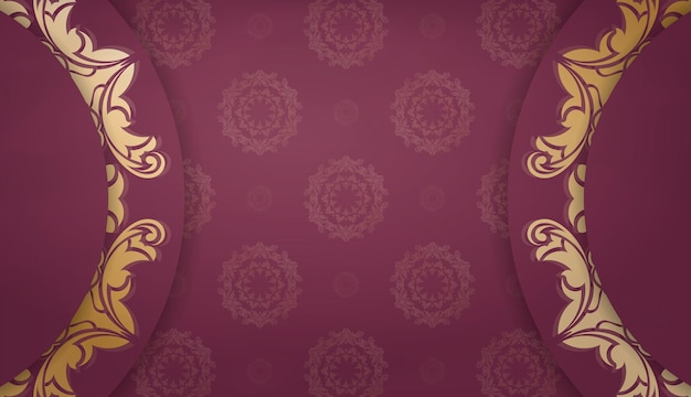 Burgundy banner with vintage gold ornaments and space for logo or text