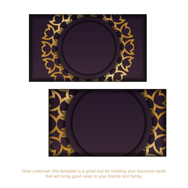 Burgundy business card template with luxurious gold pattern for your personality.