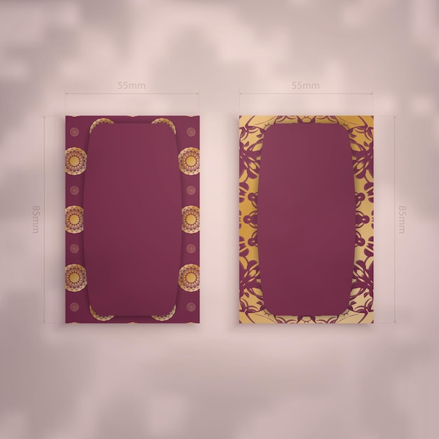 Burgundy business card with luxurious gold ornaments for your personality.