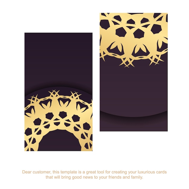 Burgundy business card with vintage gold ornaments for your brand.