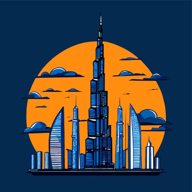 Burj khalifa vettore illustrazione doodle