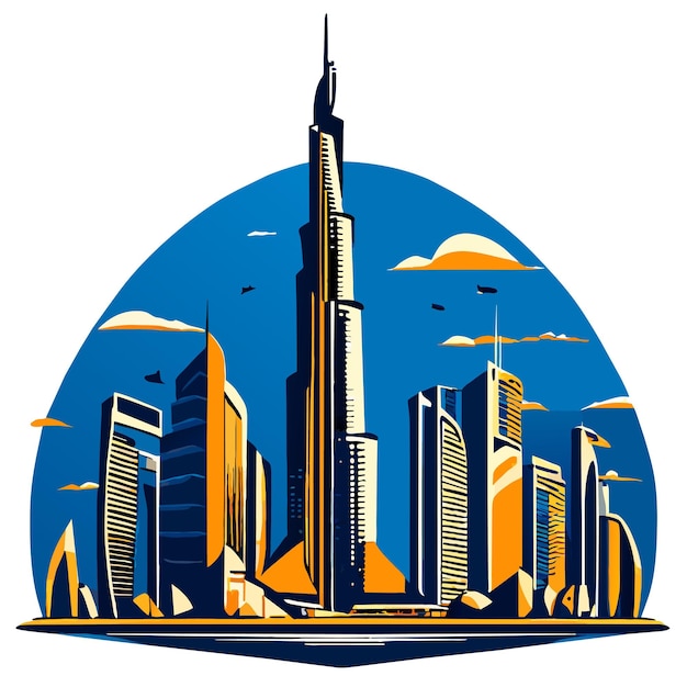 Vettore burj khalifa vettore illustrazione doodle