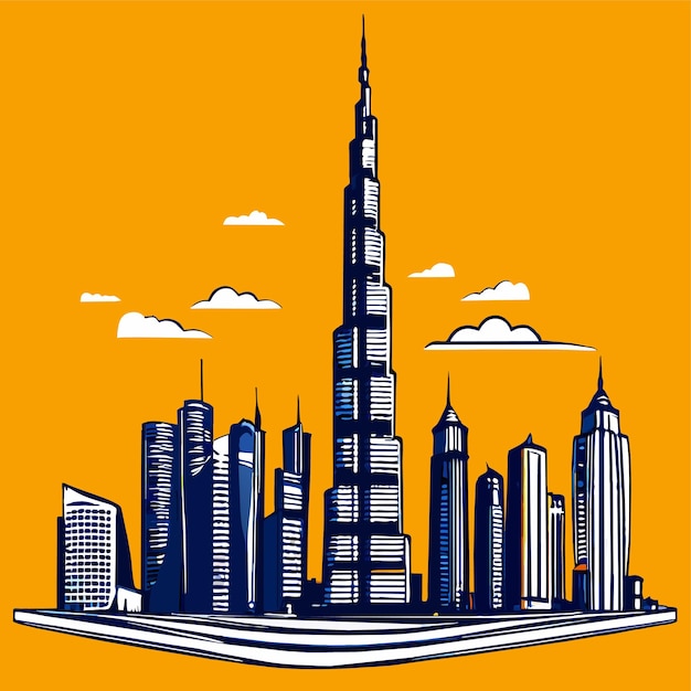 Vettore burj khalifa vettore illustrazione doodle