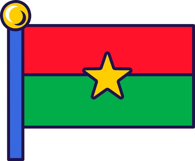 Флаг страны Буркина-Фасо на векторе флагштока