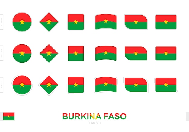 Set di bandiere del burkina faso, semplici bandiere del burkina faso con tre diversi effetti.