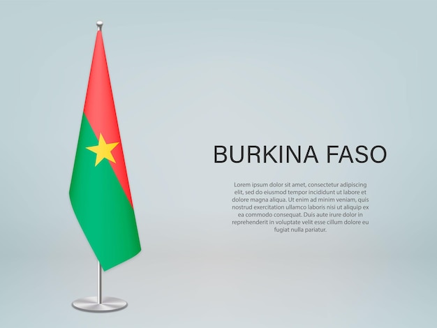 Burkina Faso hangende vlag op standaard Sjabloon voor conferentiebanne