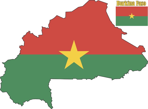 Burkina Faso kaart en vlag