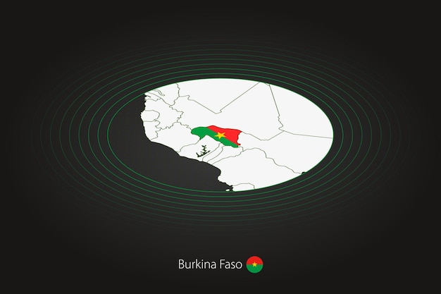 Burkina Faso map in dark color oval map with neighboring countries