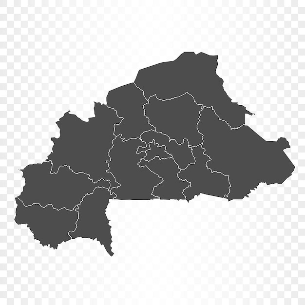 Burkina Faso map isolated on transparent