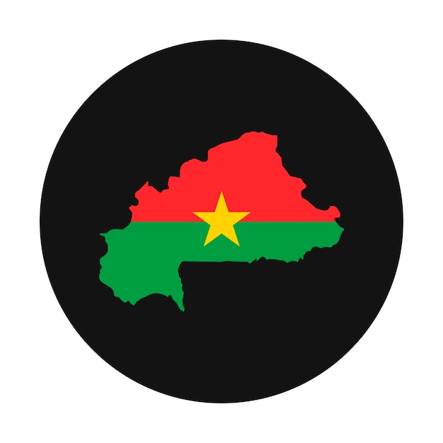 Burkina faso map silhouette with flag on black background