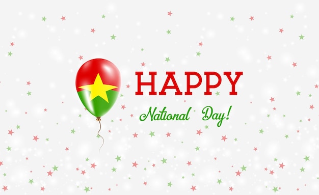 Burkina Faso National Day patriotic poster. Flying Rubber Balloon in Colors of the Burkinabe Flag. Burkina Faso National Day background with Balloon, Confetti, Stars, Bokeh and Sparkles.