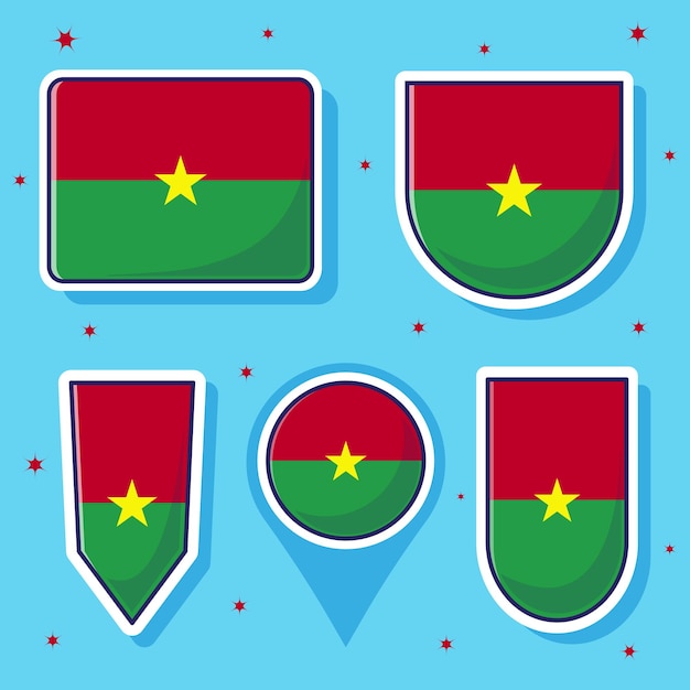 Vector burkina faso national flag cartoon vector icon mascot bundle packs west african countries flag icon