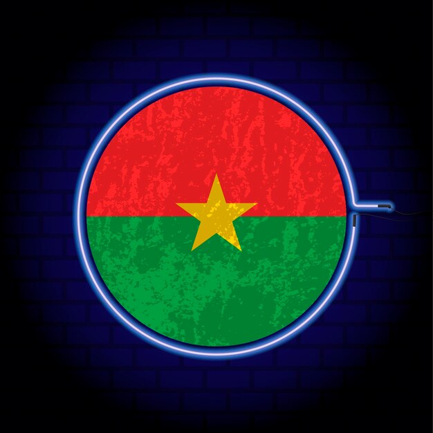 Burkina faso neon grunge flag on wall backgrond vector illustration