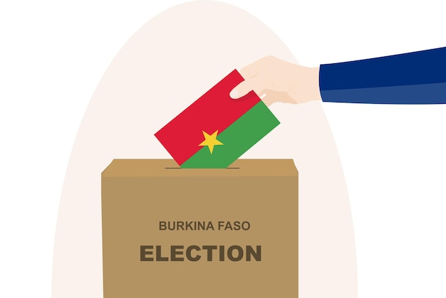 Burkina Faso stem concept man hand en stembus verkiezingsdag Burkina Faso vlag vector