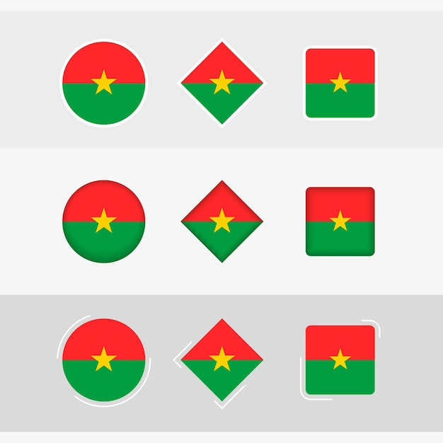 Burkina Faso vlagpictogrammen instellen vector vlag van Burkina Faso