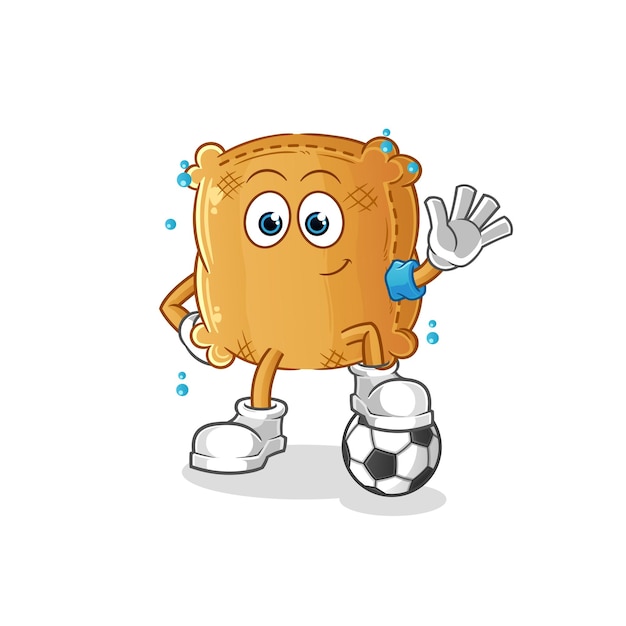 Burlap sack playing soccer illustration. character vector