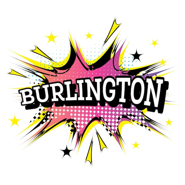 Vector burlington comic text in pop art style