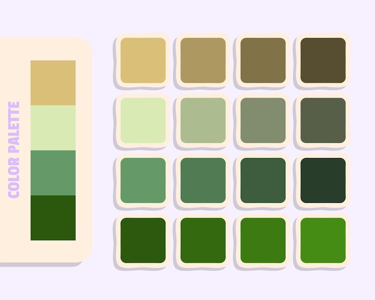 Vector burlywood palegoldenrod gray darkgreen color theory rgb color palette colour matching