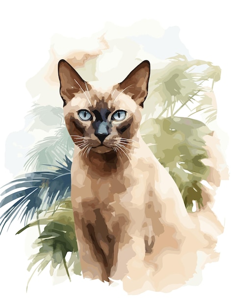 Vector burmese kitten cat