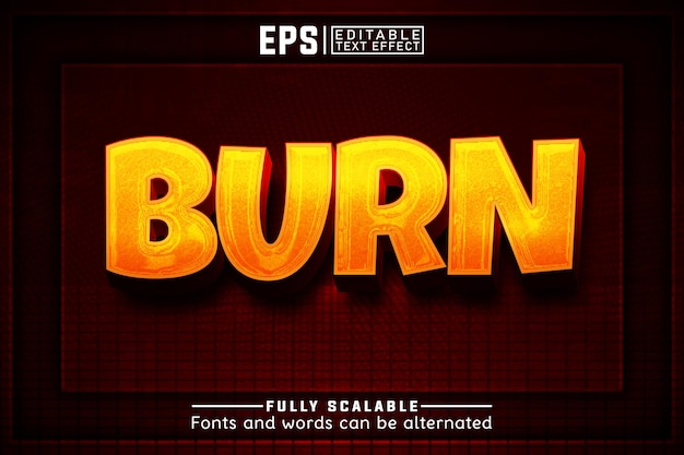 BURN 3d 편집 가능한 텍스트 효과