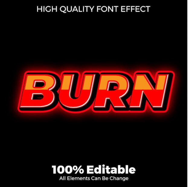 burn glossy red text style editable font effect