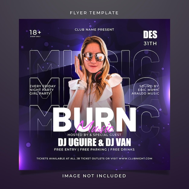 Burn music flyer template