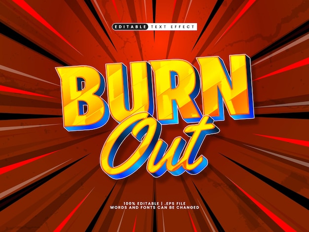 Vector burn out 3d editable text effect style