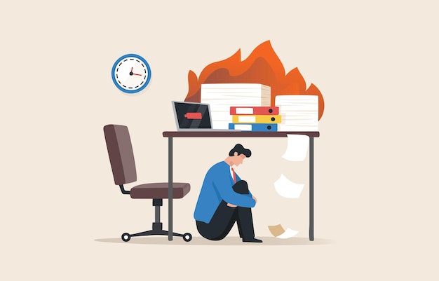 Burn out syndrome low working efficiency emotional exhaustion result of excessive work stress