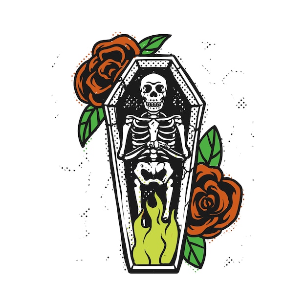 Burn skeleton in coffin