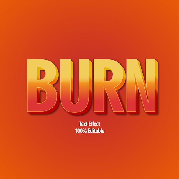 Vector burn text effect fiery red and burnt gold