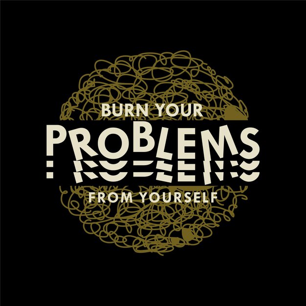 Burn your problem tangled line graphic vector, illustration