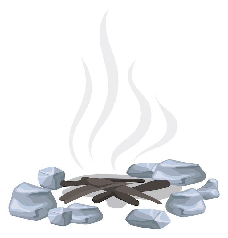 वेक्टर burned bonfire cartoon ash and black wood coal