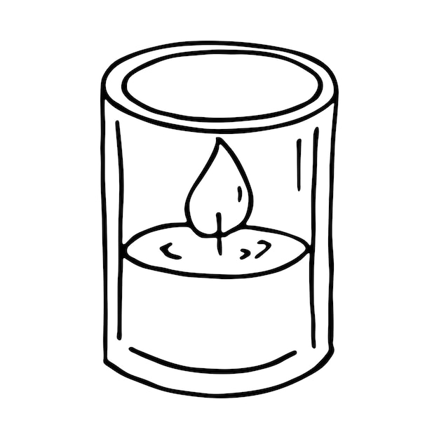 Burning aroma candle in a jar Single doodle illustration Hand drawn clipart for card logo design