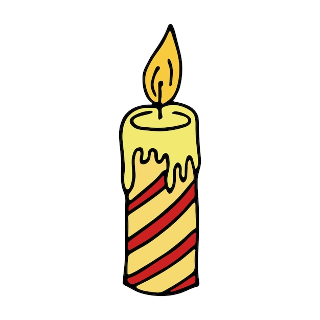 Burning aroma candle Single doodle illustration Hand drawn clipart for card logo design