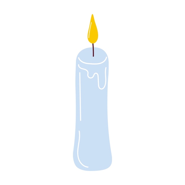 Burning aromatic candle Flat cartoon illustration