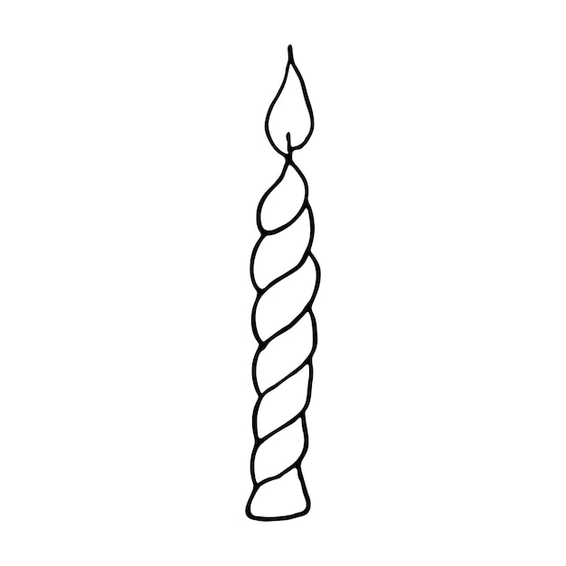 Vettore candela di compleanno in fiamme illustrazione del singolo doodle clipart disegnato a mano per il design del logo della carta