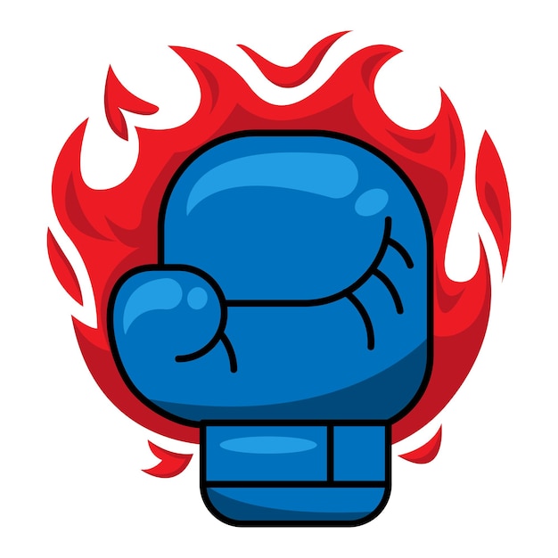 burning blue boxing gloves vector