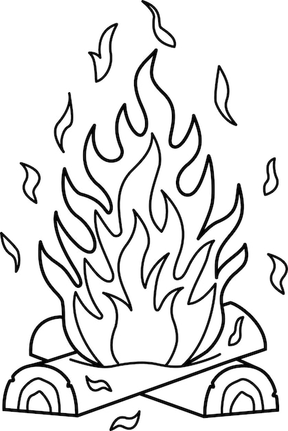 Vector a burning bonfire with firewood on a white background. vector illustration of fire.cartoon bonfire.