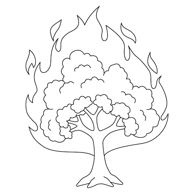 Burning Bush Isolated Coloring Page for Kids