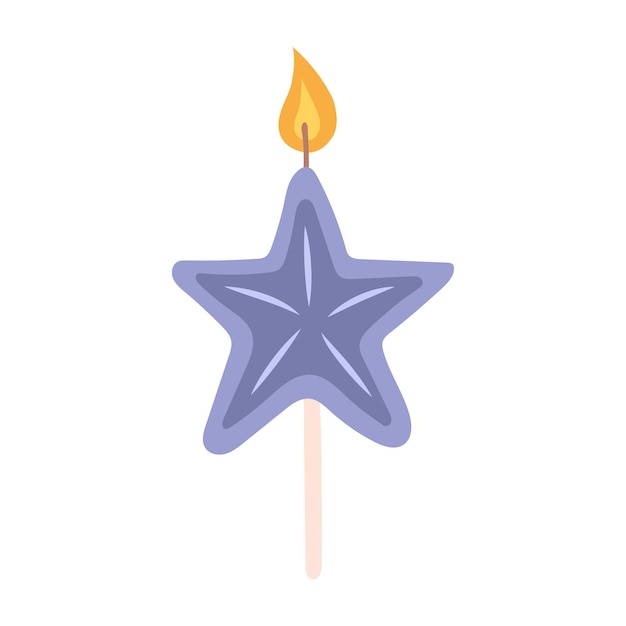 Burning candle for cake in the shape of a star