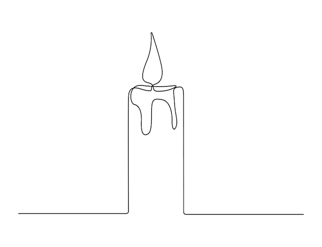 Vector burning candle continuous one line drawing vector illustration pro vector