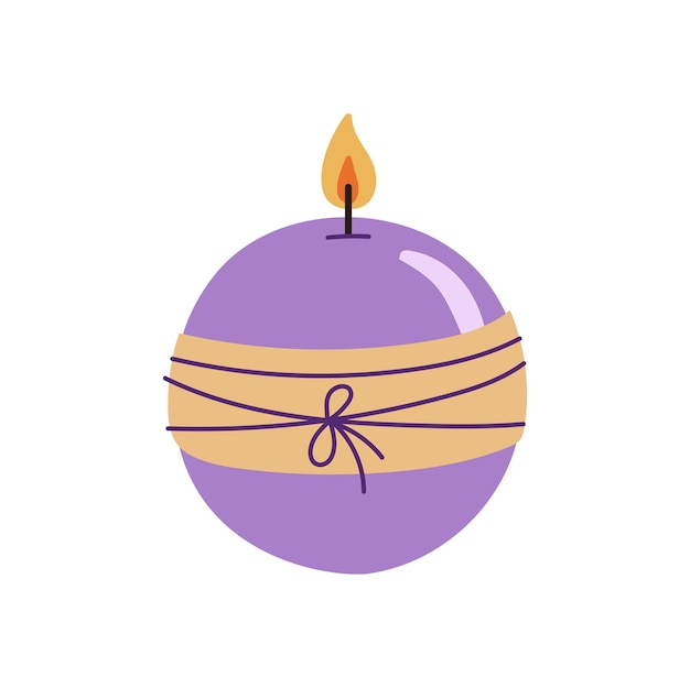 Горящая свеча стеклянный шар цветущий аромат лаванды