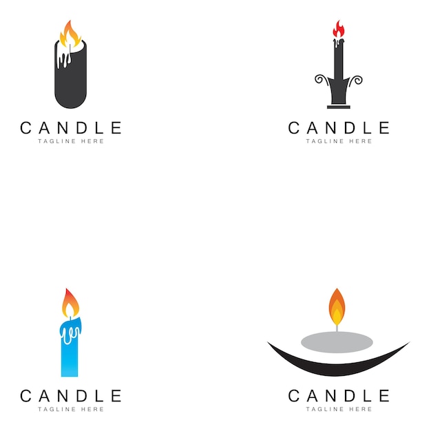 Illustrazione del disegno dell'icona vettoriale della candela accesa modello