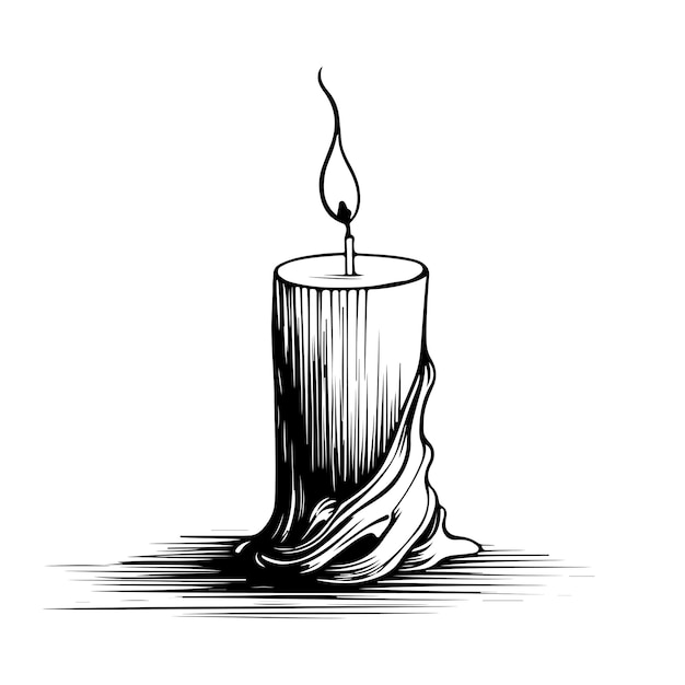 Vector burning candle vector sketch doodle illustration on white background concept of comfort and romance