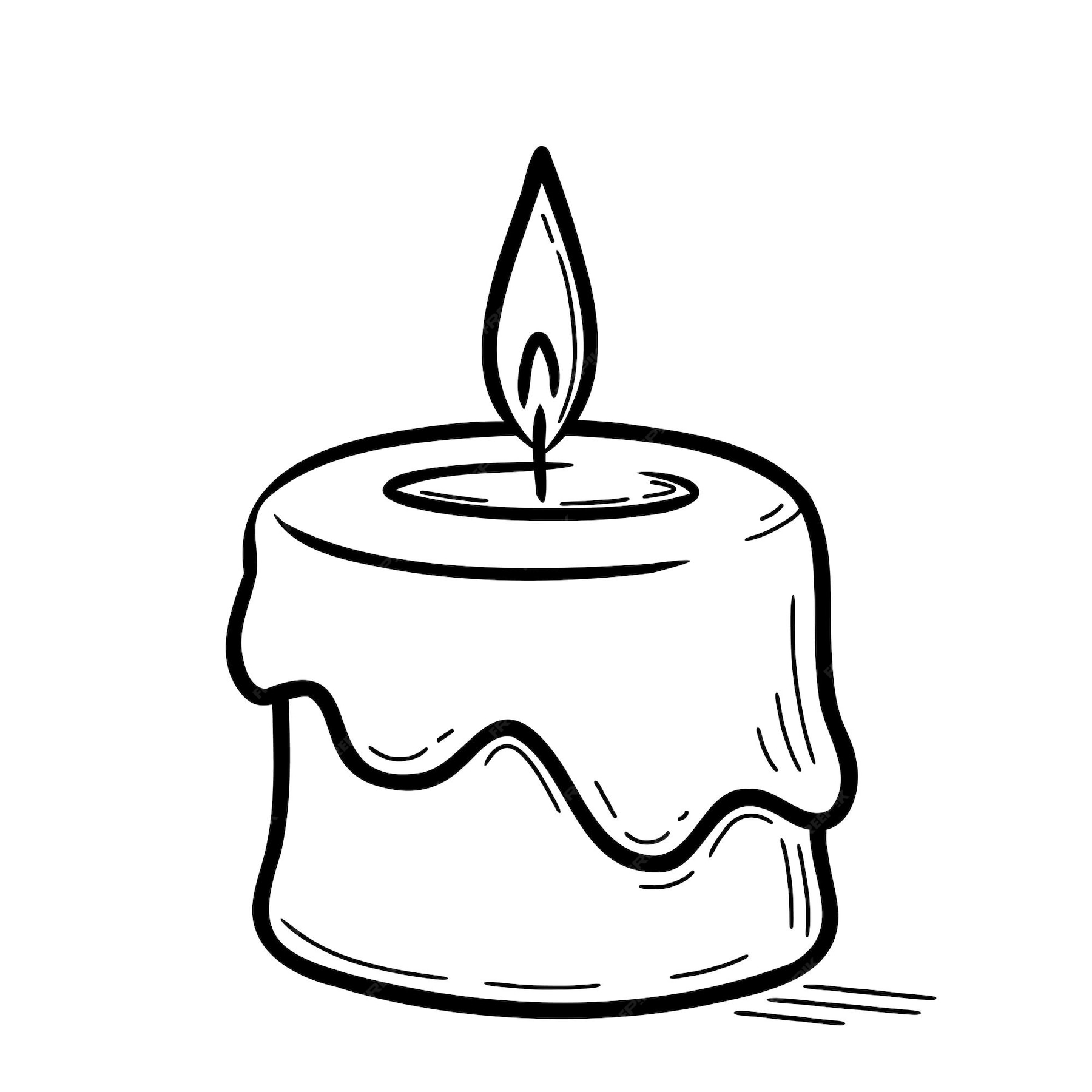 Premium Vector Burning candle with melted wax doodle sketch style