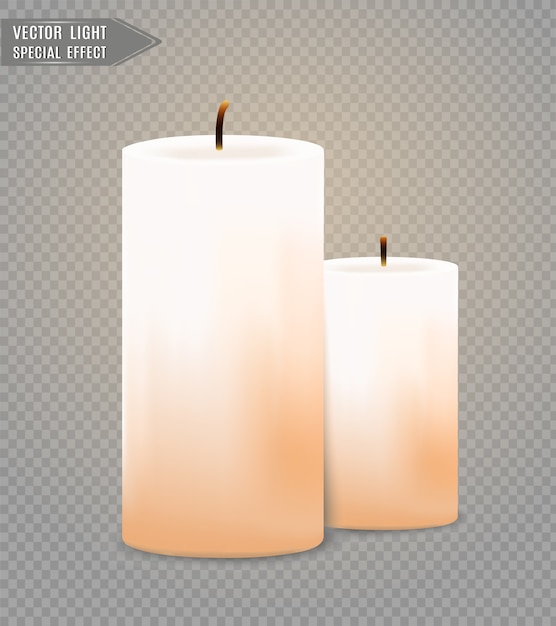Burning candles. Flame. Holiday. Christmas lights isolated on transparent background.  illustration