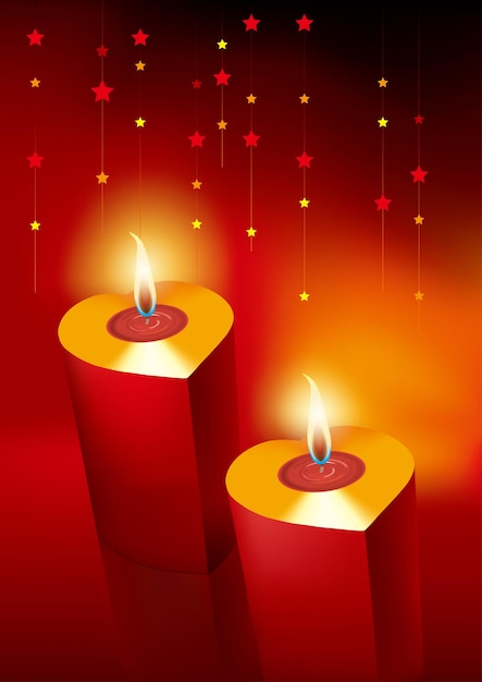 불타는 촛불. 휴일 장식, 축제 축하.