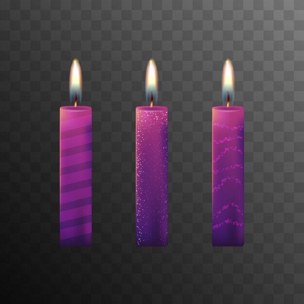 Vector burning candles set